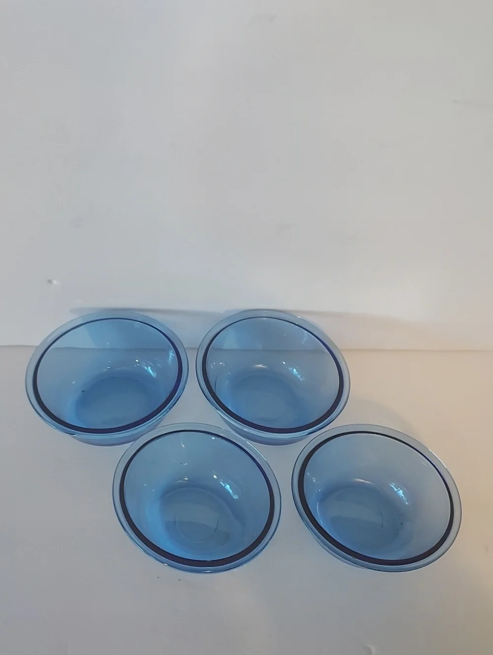 Vintage Anchor Hocking Blue Custard Bowls Ramekin Dishes 10 Oz.